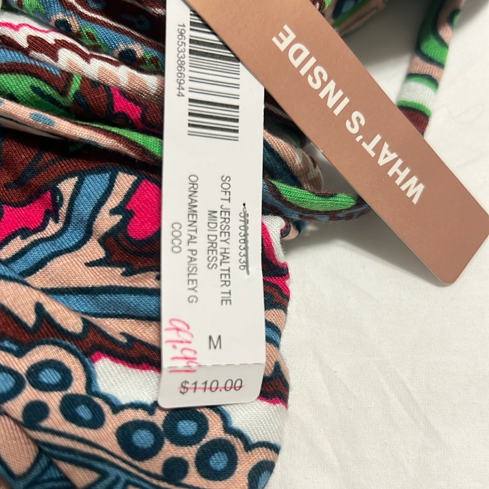 NEW Soma Soft Halter tie midi bra dress Multicolor Paisley Halter Dress size M - Picture 5 of 11